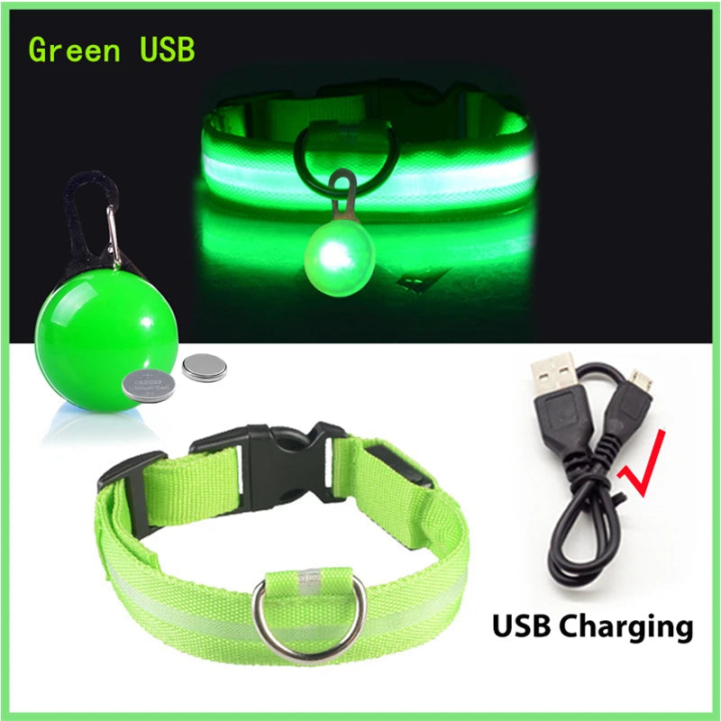 Usb Charging Glowing Dog Collar With Pendant Detachable Luxury Led Light Bright For Small Dogs Cat Night Safety Collar Wholesale SS69 9.69 Green USB / XS Neck 28-38 CM / CHINA