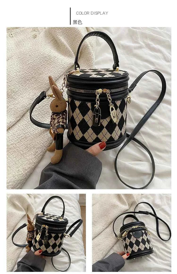 Women's Bag for Women Fashion Luxury Designer Zipper Small Handbags For Women Leather Bucket Shoulder Bag 2023 New Trend Pendant