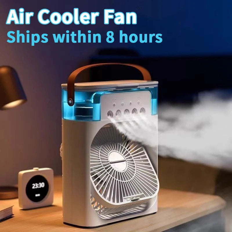 New 3 In 1 Fan AIr Conditioner Household Mini Air Cooler LED Night Light Portable Humidifier Air Adjustment Fan Office Home Fan SS69