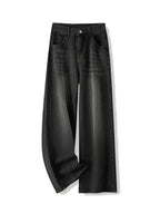 Korean Vintage High Waist Women's Jeans Y2K Slimming Pear-Shaped Loose Straight Bell Bottoms Black Gray Baggy Denim Trousers SS69