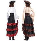Medieval - Style Pirate Queen Outfit for Halloween: Irregular Corset, Ruffled Long Dress, Perfect for Navigator Cosplay 2026