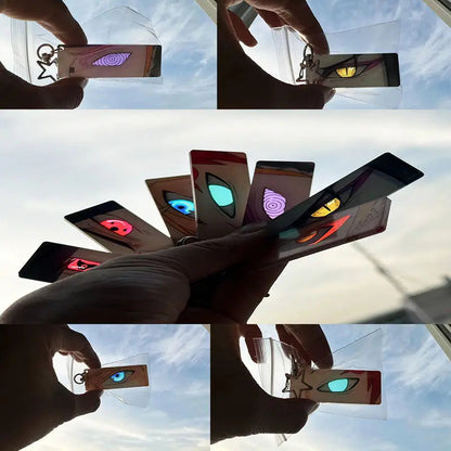 Naruto Keychain Acrylic Sunlight Uchiha Itachi Shining Eyes Rectangular Double Sided Pattern New Backpack Pendant Christmas Gift SS69