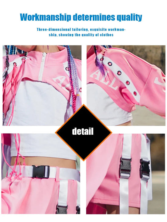 ZZL K-pop Stage Girls' Fashionable Outfit Jazz Dance Performance Suit Kids Hip-hop Fashion Costume Cool Children's Runway Wear SS69