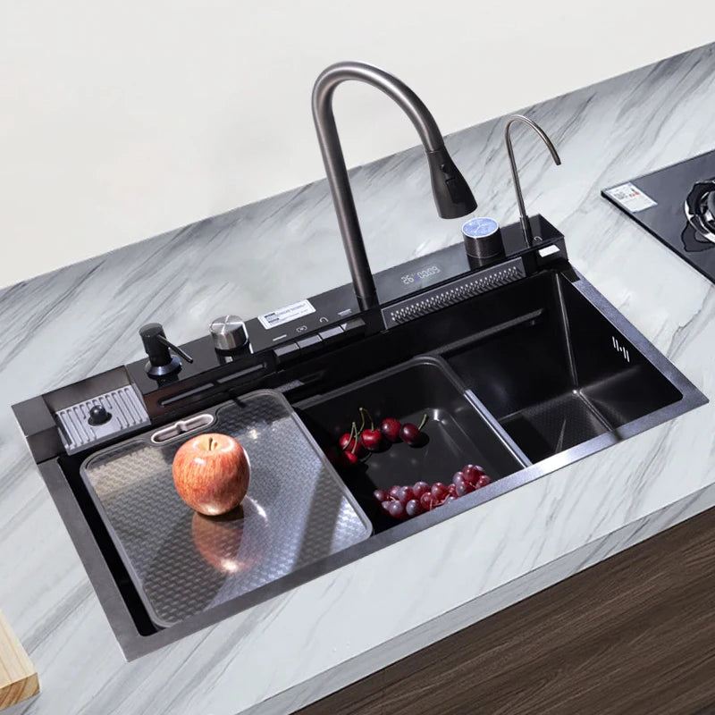 Nekjcag 304 Stainless Steel Single Bowl Sink with Waterfall Faucet