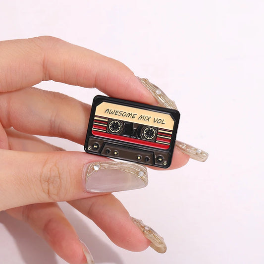 QIHE JEWELRY Retro Music Cassette Tape Enamel Pin Zinc Alloy Lapel Badge