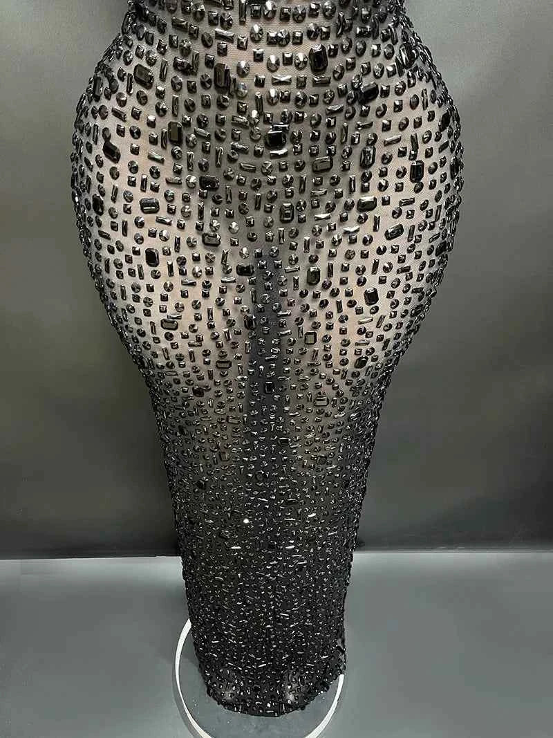 Elegant Luxury Crystal Party Dress Birthday Celebration Dress Bride Diamond Long Prom Dress Mother Formal Grand Party Dress