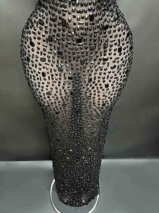 Elegant Luxury Crystal Party Dress Birthday Celebration Dress Bride Diamond Long Prom Dress Mother Formal Grand Party Dress