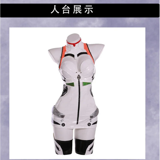 Ayanami Rei Anime Cosplay Costume Set with Shoulder Armor and Wig