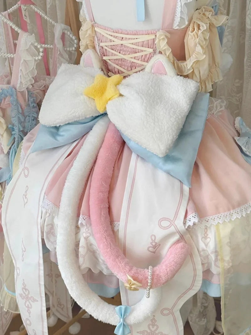 Summer Japanese Style Christmas Sweet Cute Magic Girl Lolita Pink and Blue Dress Jsk Flower Marriage Dress for Women
