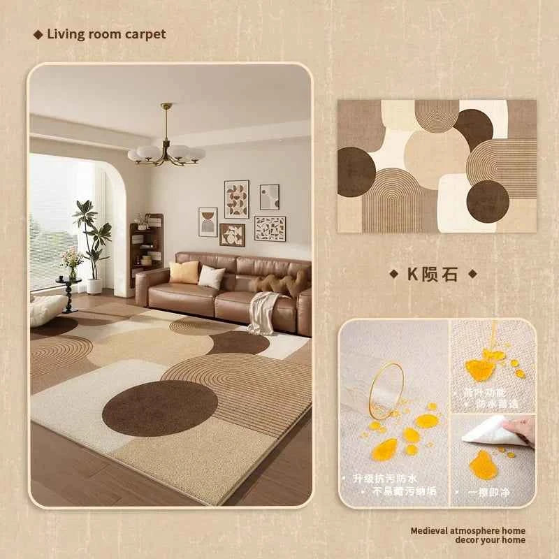 Cream Color Living Room Carpet Light Luxury Home Decoration Bedroom Rug Large Size Plush Sofa Coffee Table Floor Mat Tapis カーペット