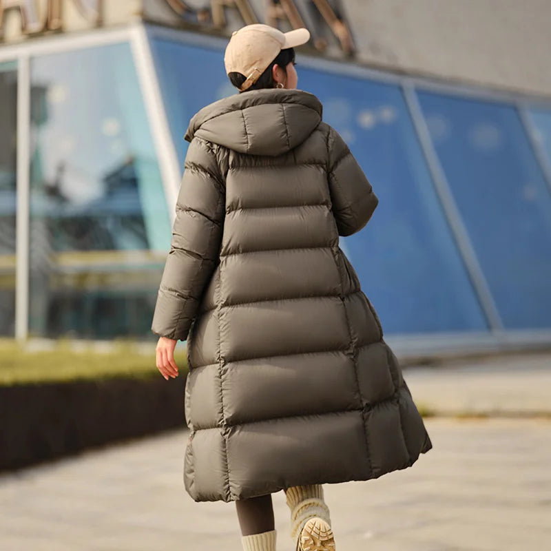 Semir Women's Long Hooded Down Jacket - 90% Duck Down
