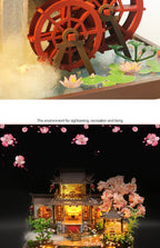 DIY Wooden Chinese Ancient Casa Miniature Building Kits Bookend With Lights Assembled Bookshelf Home Decoration Friends Gifts SS69