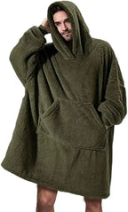 New Winter Women Double-faced Fleece Hoodie Blanket Oversize Large Pocket Warm Couple Loose Sweatshirts Women And Men Robe