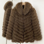 OFTBUY Women's Real Fox Fur Coat - Thick Warm Winter Jacket