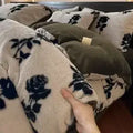 Leopard Print Plush Quilt Cover Set - Warm Coral Fleece