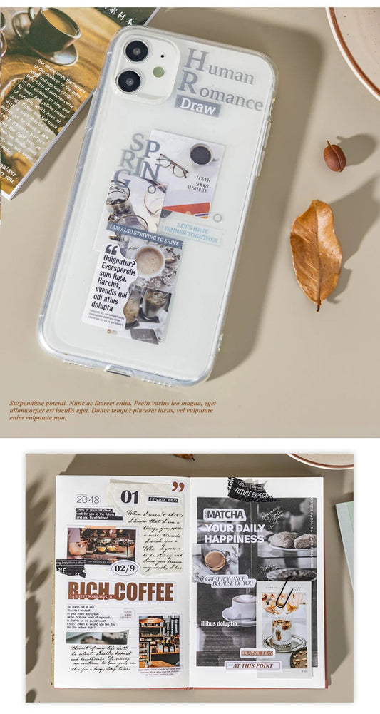 20 pcs Large Size Vintage Coffee Magazine Material Paper Aesthetic Material Book Retro Scrapbooking Journaling Decor Stationery SS69