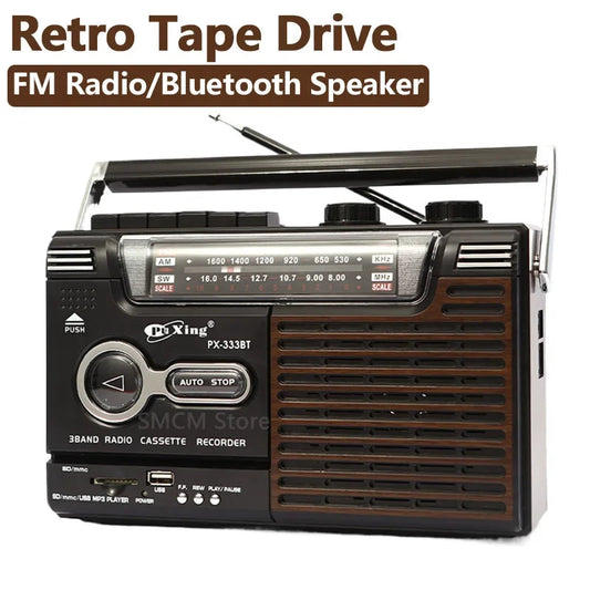 Portable Vintage Retro USB AM/FM/SW Multiband Radio Stereo Wireless Bluetooth Boombox Mp3 Audio Cassette Tape Player Recorder TF SS69