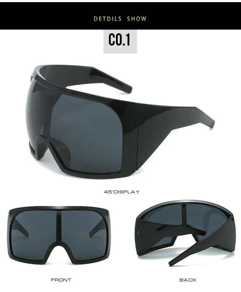 Oversized Punk Shield Sunglasses Women Men Big Frame 2024 Luxury Brand Steampunk Mask Sun Glasses For Ladies Sports Goggle UV400 SS69