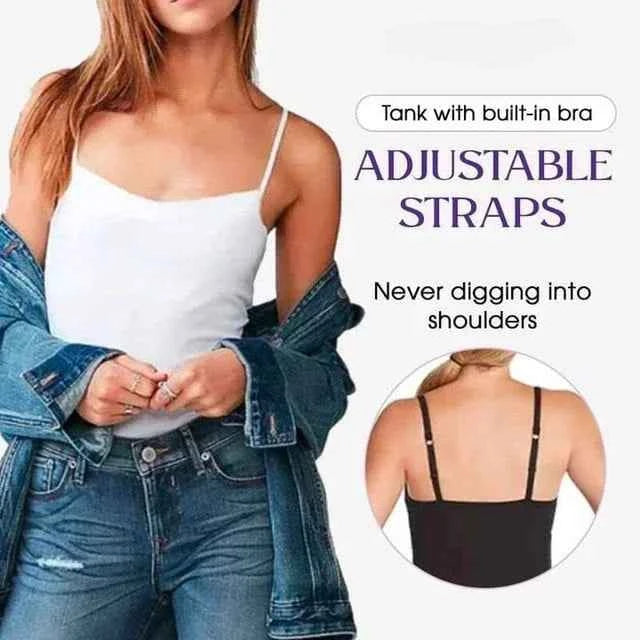Cami Bra – Women's Camisole With Built In Padded Bra Vest Dropshipping As Seen on Tiktok Pink Top For Women Pajamas Home Wear