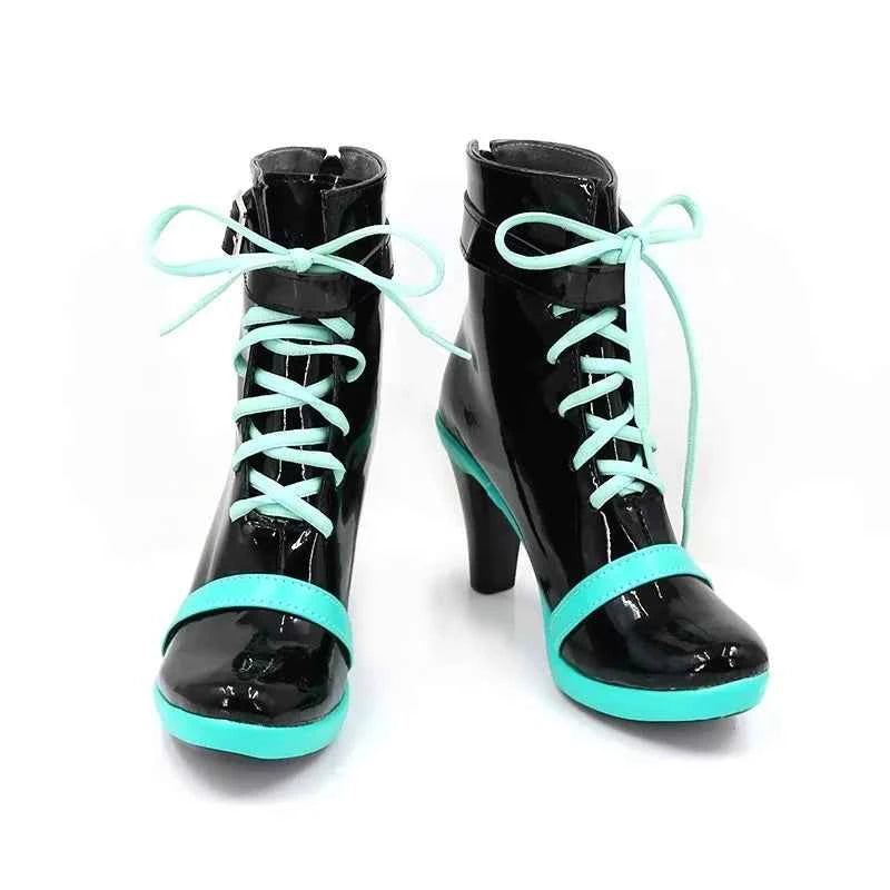 in stock Anime Miku Cosplay Full Set Costume Miku 16TH Cosplay Leather Midi Sexy Dress Halloween Carnival Party JK Uniform