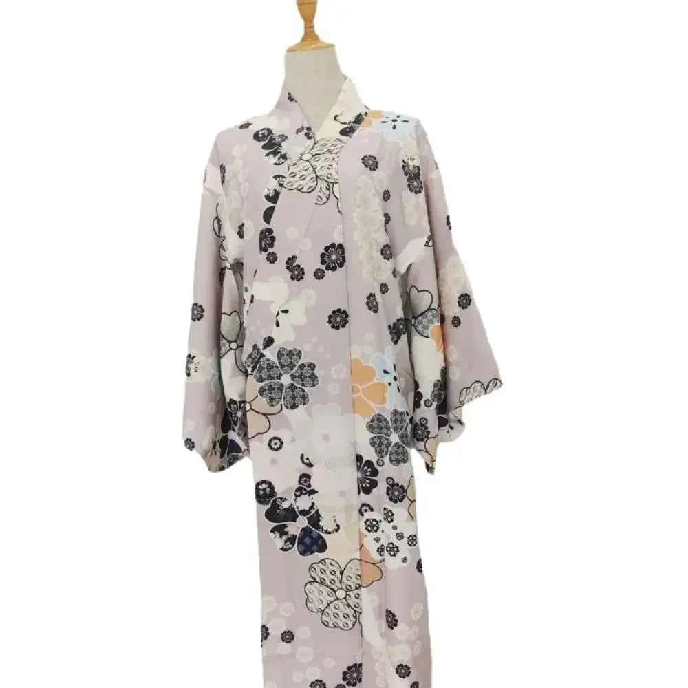 Printed Floral Traditional Japanese Kimono Elegance Asian Sakura Girl Kimono Dress Japanese Style New