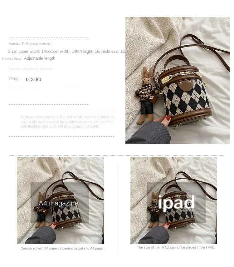 Women's Bag for Women Fashion Luxury Designer Zipper Small Handbags For Women Leather Bucket Shoulder Bag 2023 New Trend Pendant