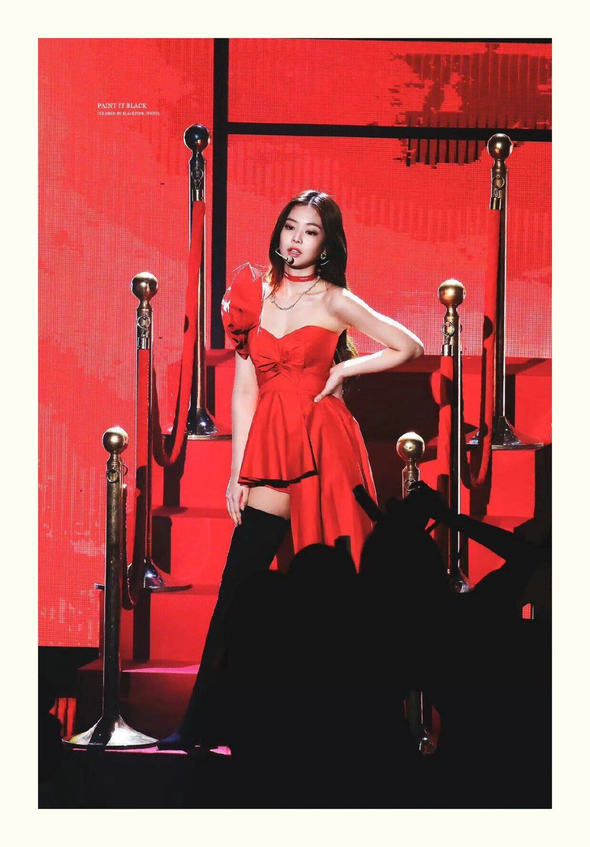 Jennie Stage Red Dress Cosplay Costume for Women