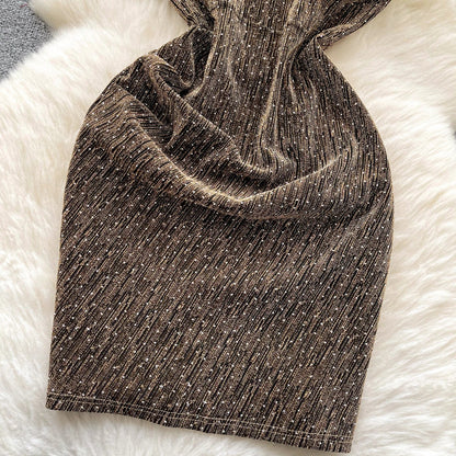 Sexy sleeveless glitter Backless Off Shoulder Fashion Birthday Party Evening Vestido Women Goth Slim Summer Hip Wrap Dress SS69