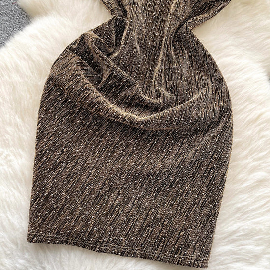 Sexy sleeveless glitter Backless Off Shoulder Fashion Birthday Party Evening Vestido Women Goth Slim Summer Hip Wrap Dress SS69