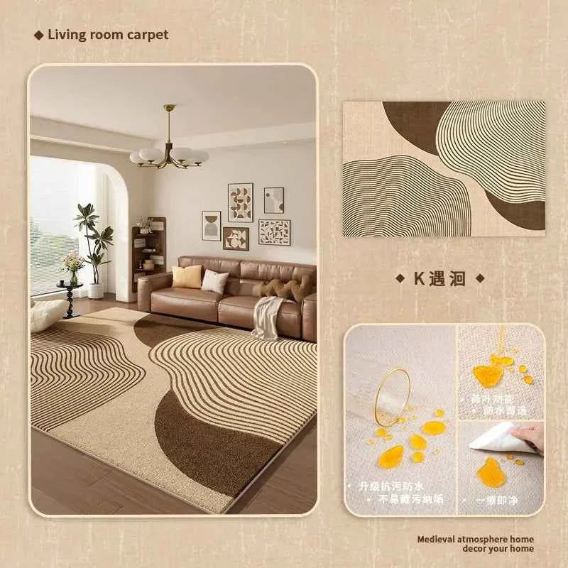 Cream Color Living Room Carpet Light Luxury Home Decoration Bedroom Rug Large Size Plush Sofa Coffee Table Floor Mat Tapis カーペット