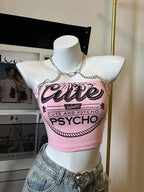 Crop Tops Fashion Summer Tanks Women Clothing Sweet Pink Letter Backless Tunic Camis Harajuku Chain Sexy Y2k Vest Ropa Mujer SS69