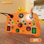 Montessori Busy Board Sensory Toys Cartoon with LED Light Switch Control Board Travel Activities Children Game for 2-4 Years Old