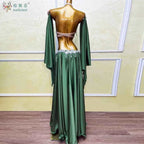Belly Dance Outfit Suit Women's Customized Senior AB Stones Bra+sexy Split Long Skirt 2pcs Oriental Dance Performance Costumes