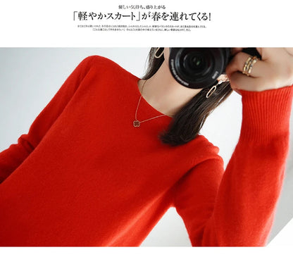 Autumn And Winter Cashmere Sweater Women's Crew Neck Pullover Casual Knitted Top Women's Short Undercoat Fashion 18 Colors SS69