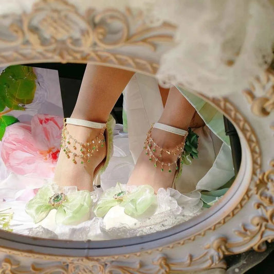 Heeled sandals shoes woman 2025 trend Elegant woman heels lolita shoes Party shoes woman bridal heels white wedding shoes women