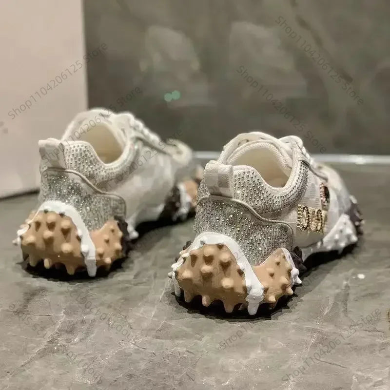 Women's Casual Sneakers Fashion Luxury Rhinestone Ladies Shoes 2024 New Outdoor Platform Female Sports Shoes Vulcanized Shoes SS69