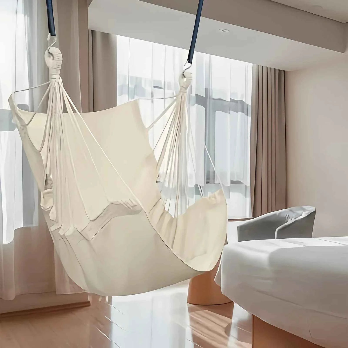 Portable Fabric Hammock Chair with Anti-Tip Design - Includes Storage Bag for Patio, Garden, Dorm & Outdoor Relaxation