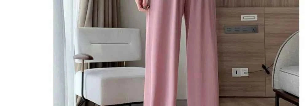 Summer Women's Maternity with Pockets Large Size Maternity Trousers Outside Wearing Thin Section of Ice Silk Draped Wide-Legged