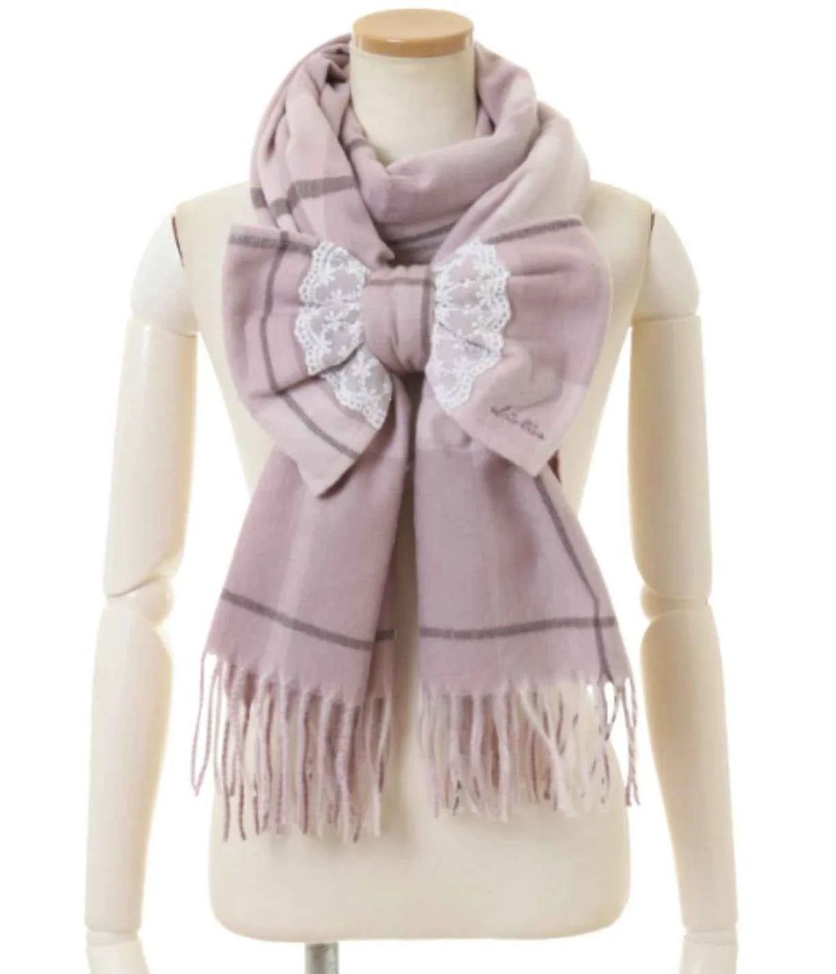 Japanese Liz New Lazy Wind Girls Sweet Plaid Lace Bow Scarf Soft Warm Women's Winter Lolita Scarf