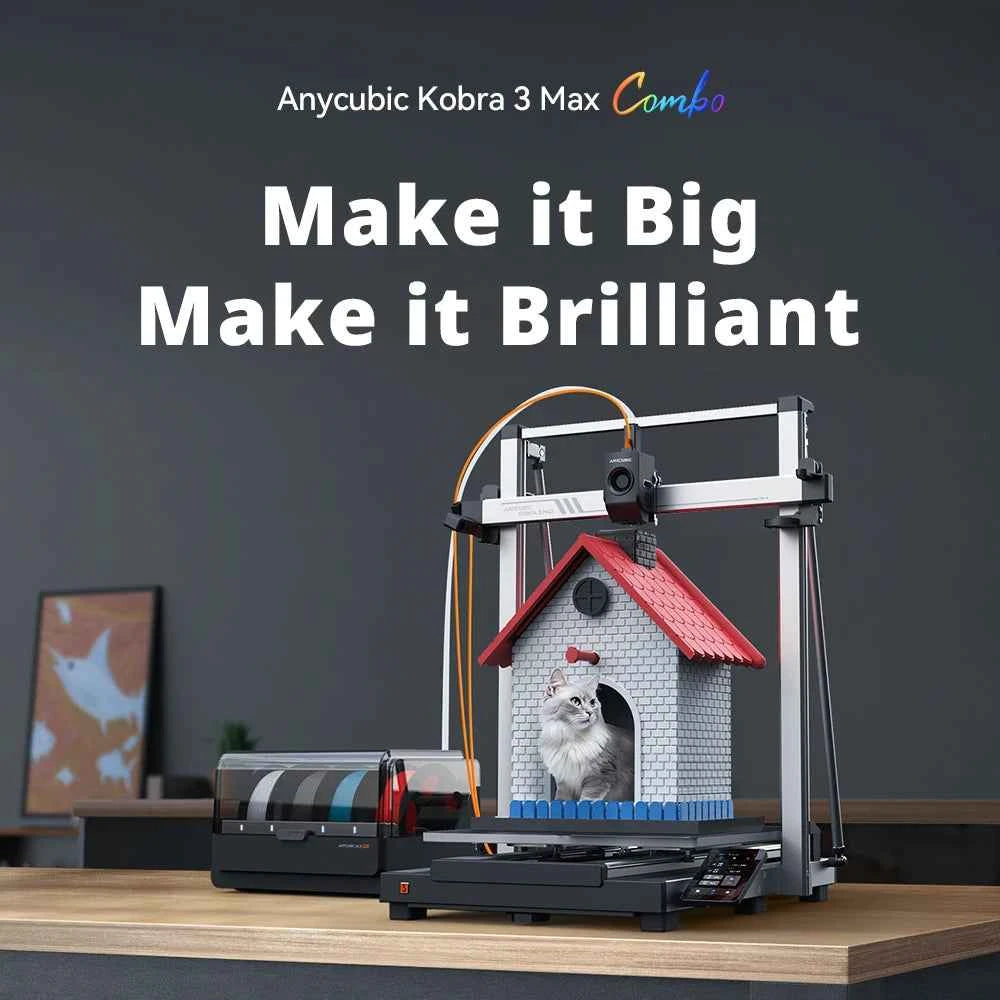 ANYCUBIC Kobra 3 Max Multi Color 3D Printer with Up to 600mm/s Print Speed Dual Gear Direct Extruder Build Volume 500*420*420mm