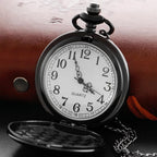 Black Grotesque Smiling Face Pocket Watch Vintage Steampunk Quartz Pocket Watch with Chain Men and Women's Birthday Gift JFC122 SS69