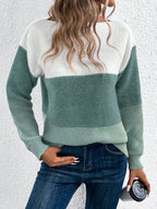 Women's Striped Patchwork Knit Sweater - Casual Loose Autumn/Winter Jumper
