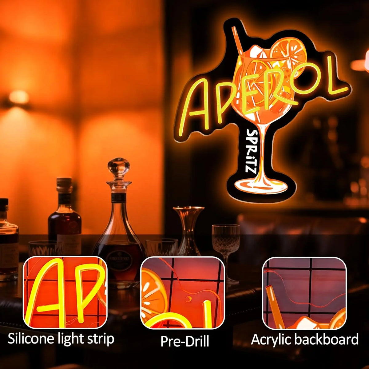 Aperol Spritz LED Neon Sign - Dimmable USB Wall Decor