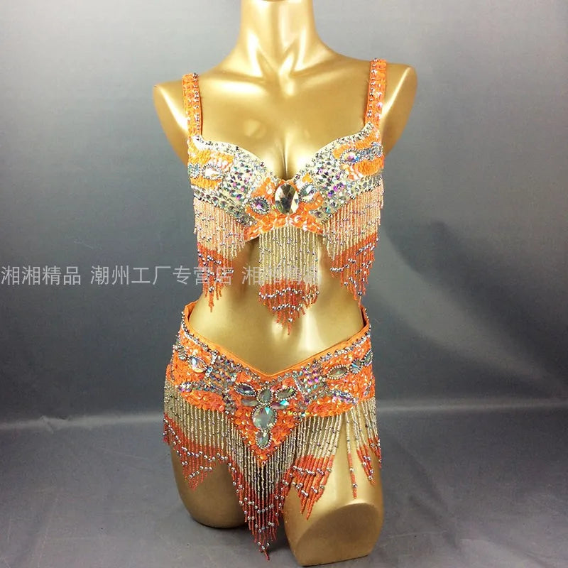 Sexy Girl Belly Dance Costume Wear Bar+Belt 2pc Set 10 Colors Ladies Bellydancing Costumes Bellydance Clothes