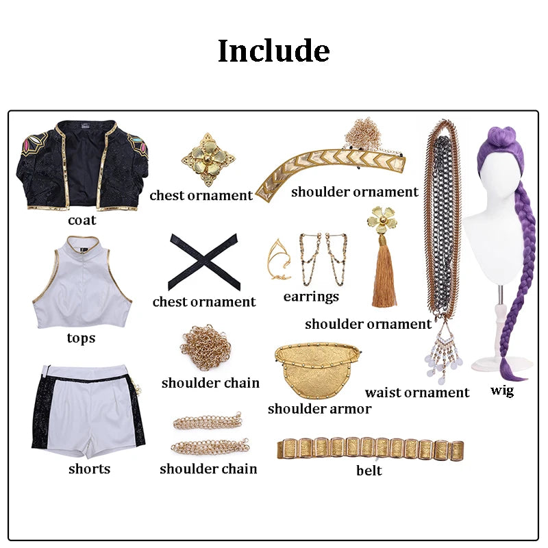Black Golden Rumi Zoey Mira Cosplay Cosplay Costume Wig Women Suit Halloween Party Role Playing Outfit