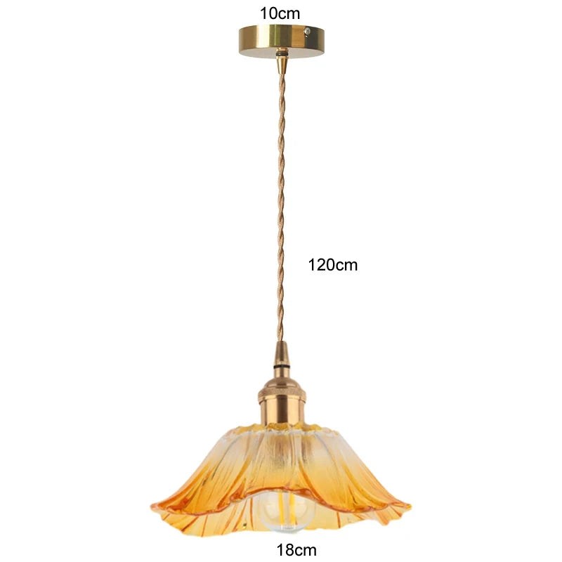 Vintage Pendant Lights Flower Glass Hanging Lamps Home Decoration Lighting Living Room Bedroom Bedside Light Fixture Indoor Shop