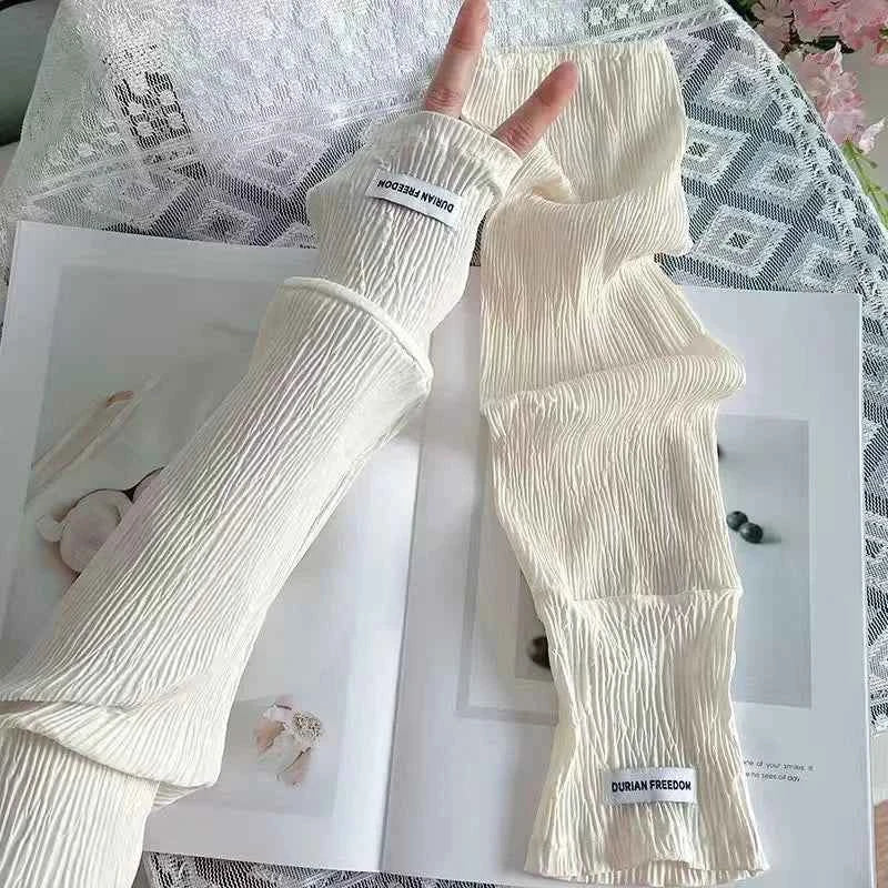 Ice silk sunscreen sleeves, solid color, simple Korean version, driving, cycling, sun shading, UV protection, summer