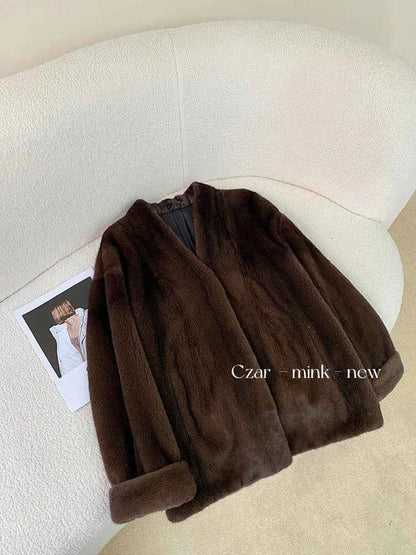 Winter Womens Real Mink Fur Coat High Quality V-neck Fur Jackets for Women New in Outerwears Luxury Clothes 2024 шуба женская