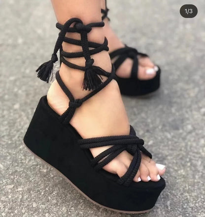 Sandal Women Summer Fashion  Sandals  Women's Wedge Sandals Cross Straps Casual Women's Shoes Women High Heels SS69