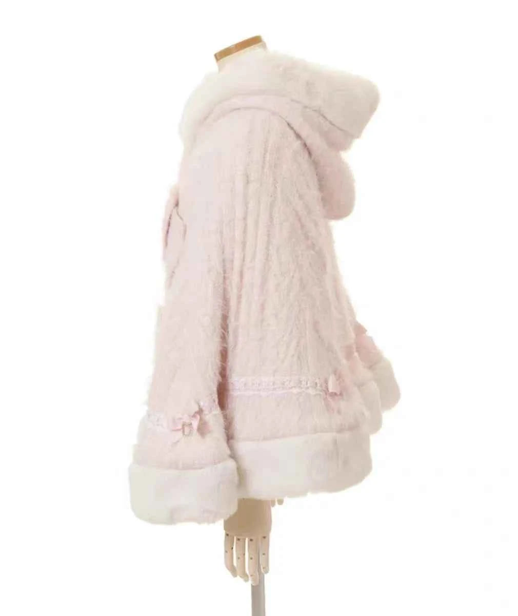 Fall Winter New Sweater Cardigan Women Japanese Mine Sweet Soft Waxy Thick Sweet Pearl Button Hooded Knitted Sweater Cape Jacket